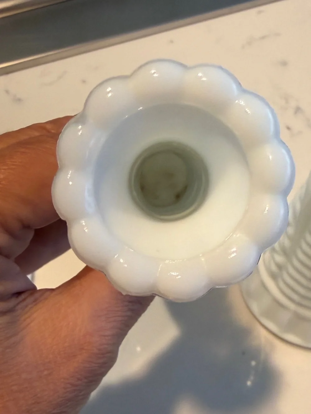 Vintage White Milk Glass Bud Vases Set of 3 Starburst Scalloped 9.5”